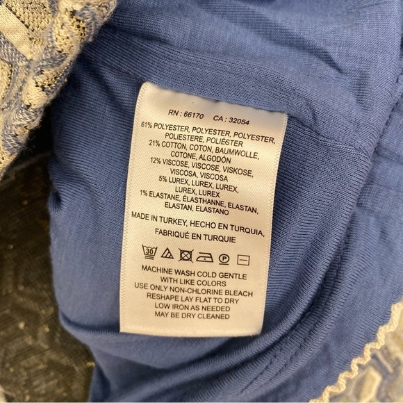 Anthropologie || Maeve Emmy Textured Pencil Skirt Geometric Blue Medium - Picture 7 of 8